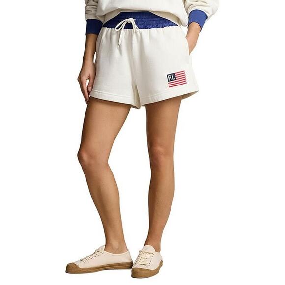 POLO RALPH LAUREN Women's Flag Shorts, Deckwash White, XL 11684